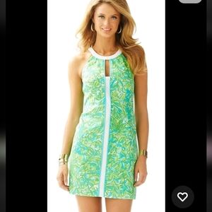Lilly Pulitzer Fresh Citrius Green Parrot Print Shift Dress Size 2
